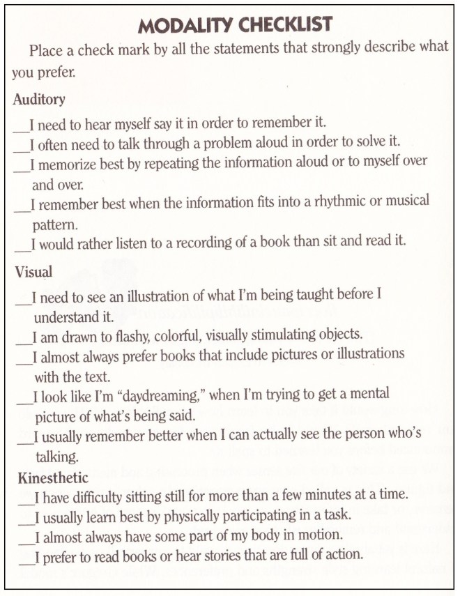 Modality Checklist 001