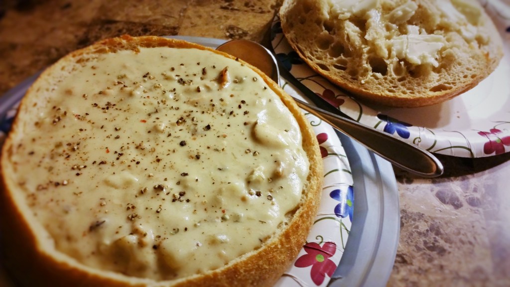 Clam Chowder in Bread Boule