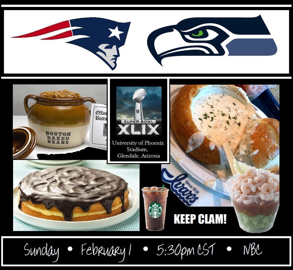 Patriots Seahawks Party flier