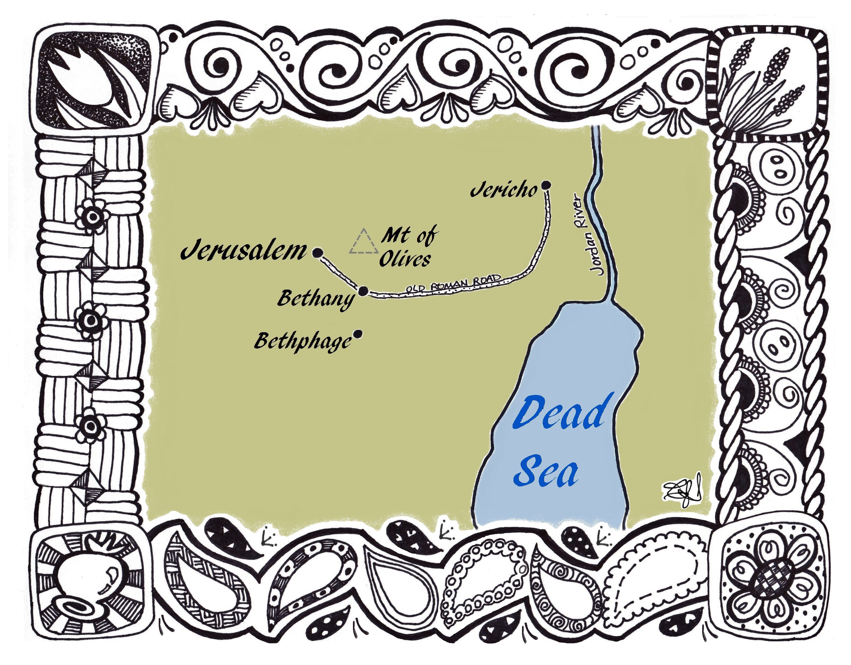 Jerusalem to Jericho map