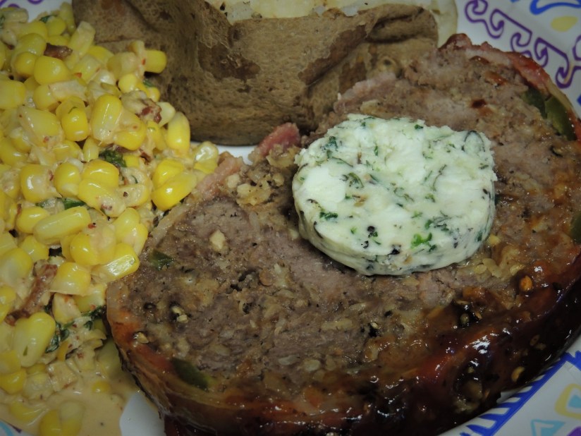 Meatloaf with herbed blue cheese butter2