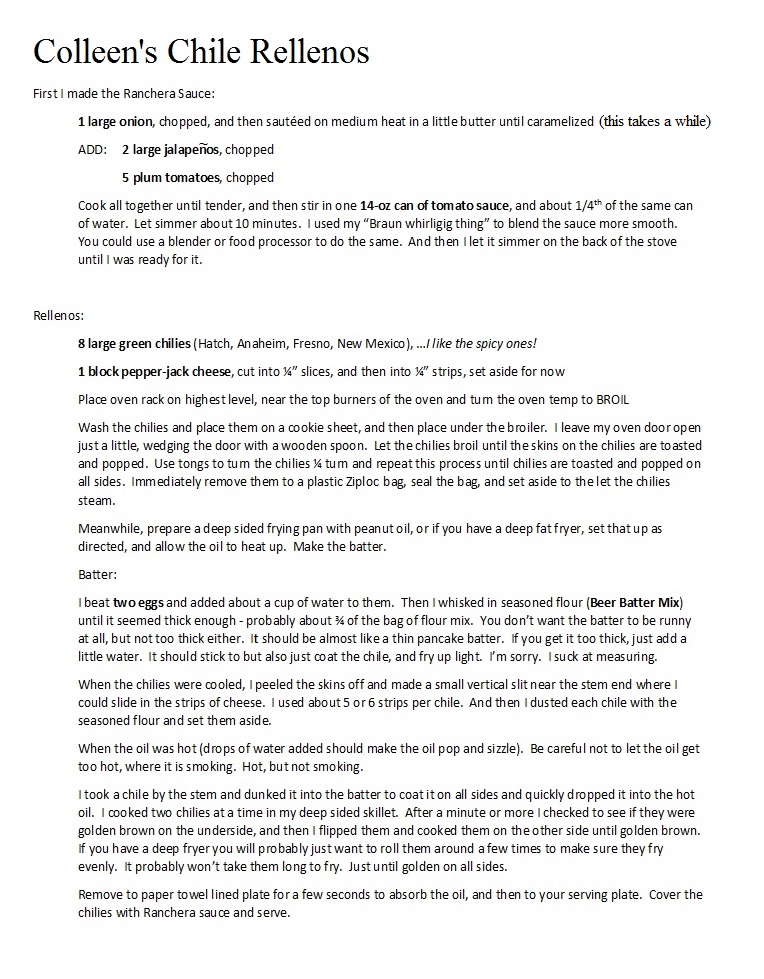 Colleen's Chile Rellenos