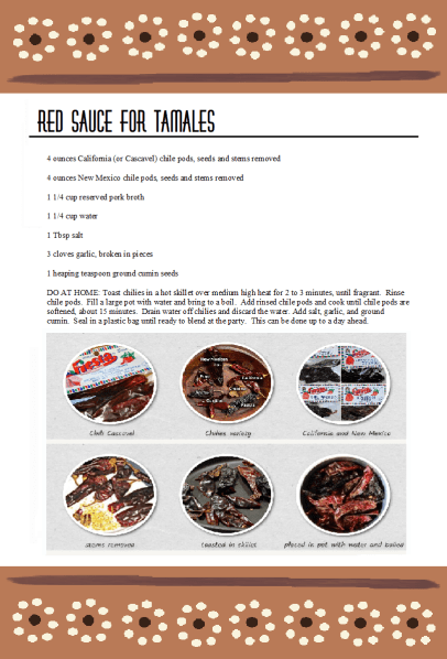Red Sauce Tamalada Party recipe card