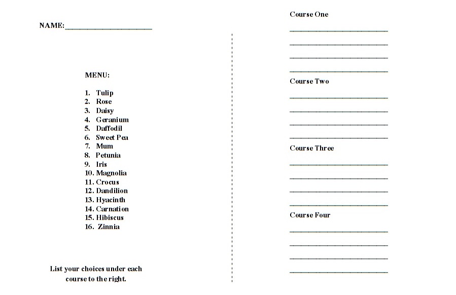 mystery dinner menu inside