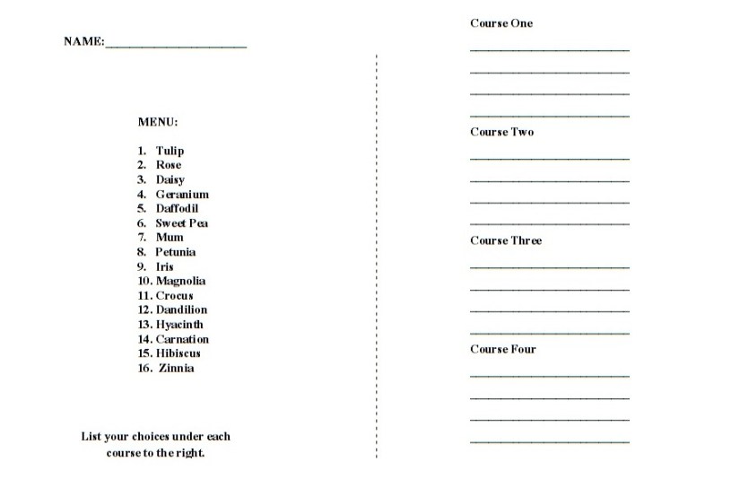 mystery dinner menu inside